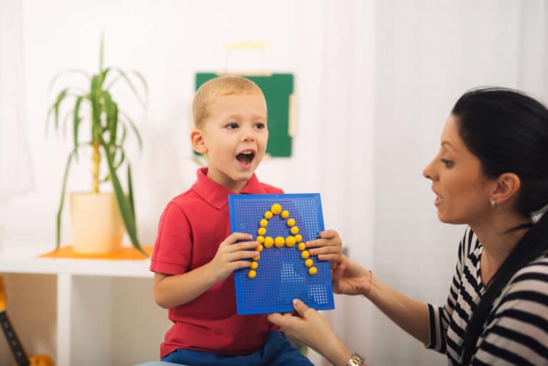 A child in speech therapy