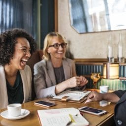 Woman having a good time eating lunch